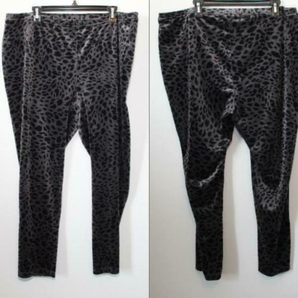 Chico's Velour Animal-Print Legging Pants Gray Black Plus Size 4 20/22 H12256 - Picture 8 of 9